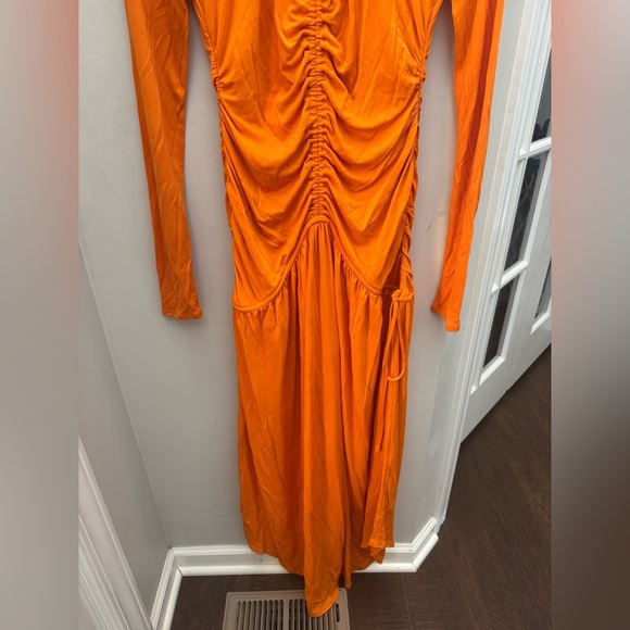 & Other Stories Fitted Ruched Dress in Orange - Picture 5 of 11